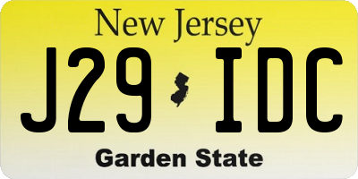 NJ license plate J29IDC