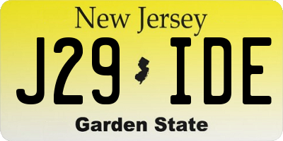 NJ license plate J29IDE