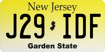 NJ license plate J29IDF