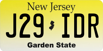 NJ license plate J29IDR