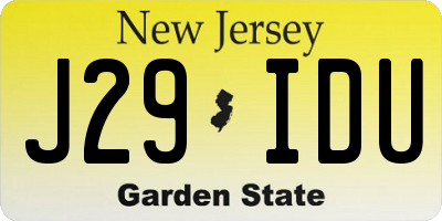 NJ license plate J29IDU
