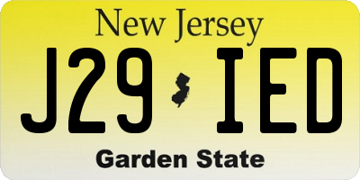 NJ license plate J29IED