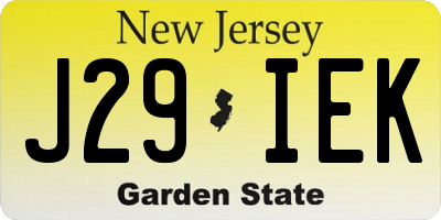 NJ license plate J29IEK
