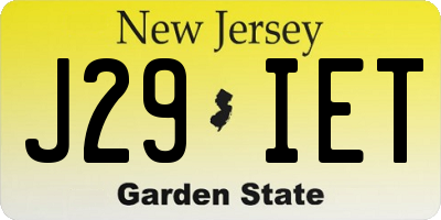 NJ license plate J29IET