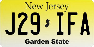 NJ license plate J29IFA
