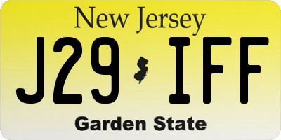 NJ license plate J29IFF
