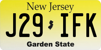 NJ license plate J29IFK