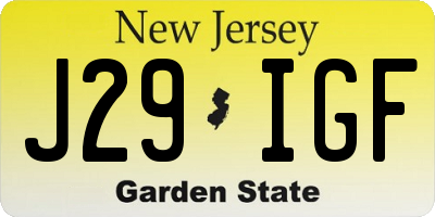 NJ license plate J29IGF