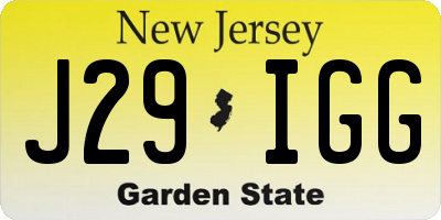 NJ license plate J29IGG