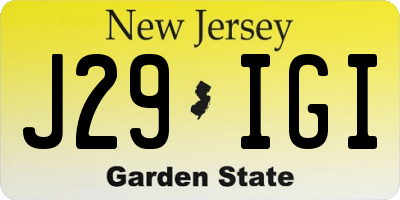 NJ license plate J29IGI