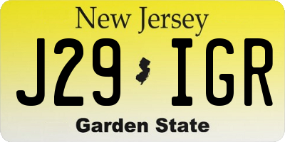 NJ license plate J29IGR