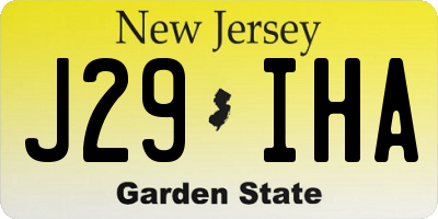 NJ license plate J29IHA