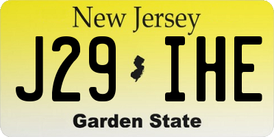NJ license plate J29IHE