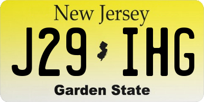NJ license plate J29IHG