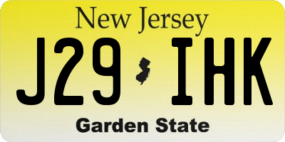 NJ license plate J29IHK