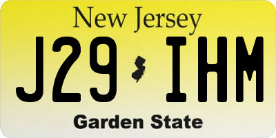 NJ license plate J29IHM