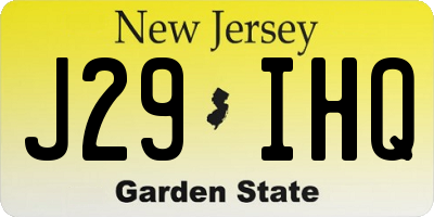 NJ license plate J29IHQ