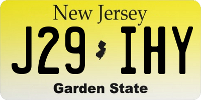 NJ license plate J29IHY