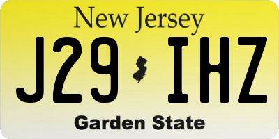 NJ license plate J29IHZ