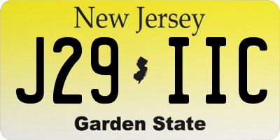NJ license plate J29IIC