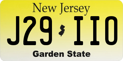 NJ license plate J29IIO