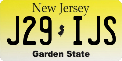 NJ license plate J29IJS