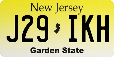 NJ license plate J29IKH