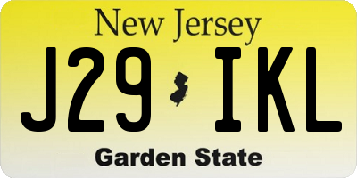 NJ license plate J29IKL