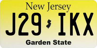 NJ license plate J29IKX