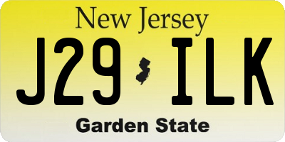 NJ license plate J29ILK