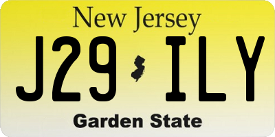 NJ license plate J29ILY