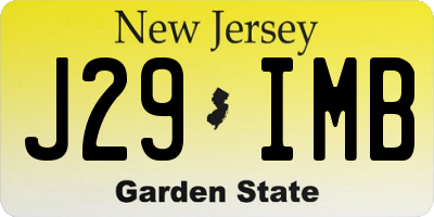 NJ license plate J29IMB