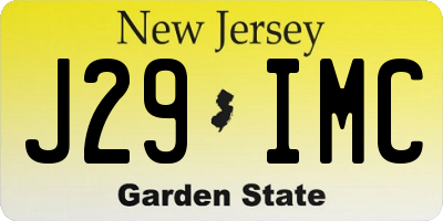 NJ license plate J29IMC