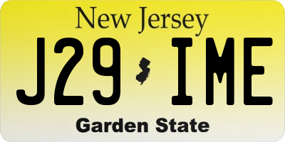 NJ license plate J29IME