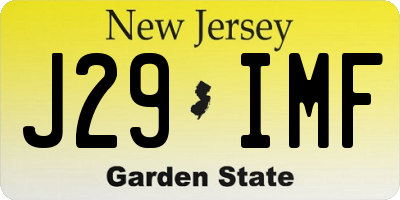 NJ license plate J29IMF