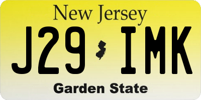 NJ license plate J29IMK