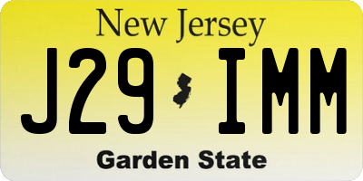 NJ license plate J29IMM