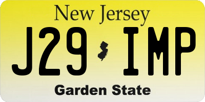 NJ license plate J29IMP