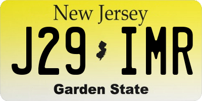 NJ license plate J29IMR