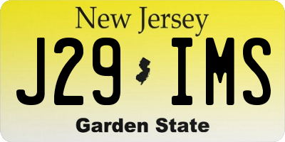 NJ license plate J29IMS