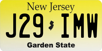 NJ license plate J29IMW