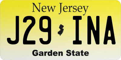 NJ license plate J29INA