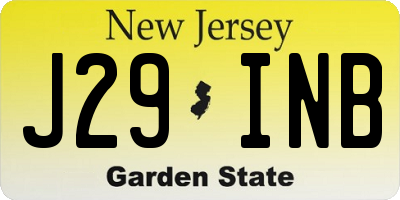 NJ license plate J29INB