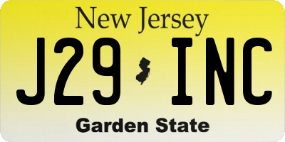 NJ license plate J29INC