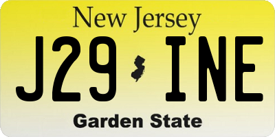 NJ license plate J29INE