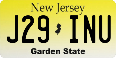 NJ license plate J29INU