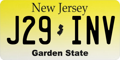 NJ license plate J29INV