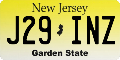 NJ license plate J29INZ