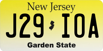 NJ license plate J29IOA
