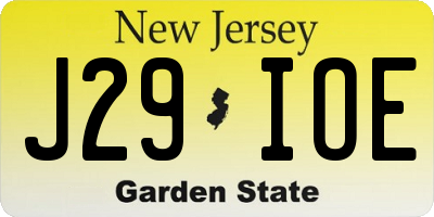 NJ license plate J29IOE